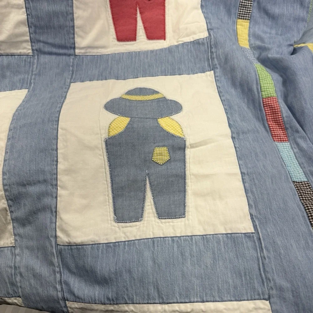 Vintage 1993 KIDS IN OVERALLS Colorful Quilt 64